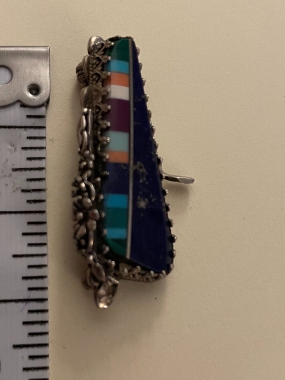 Vintage Sterling Silver Handmade OOAK Lapis ? Blue Pin Bob Stringer Y2K $175